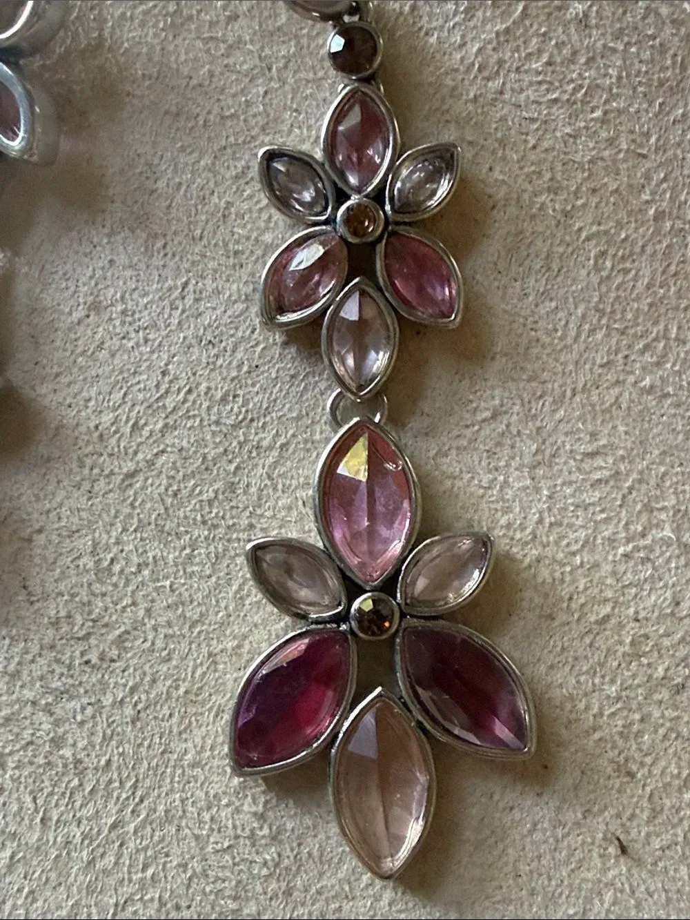 Ellen Tracy Pink Multi-Gem Flower Drop Earrings!